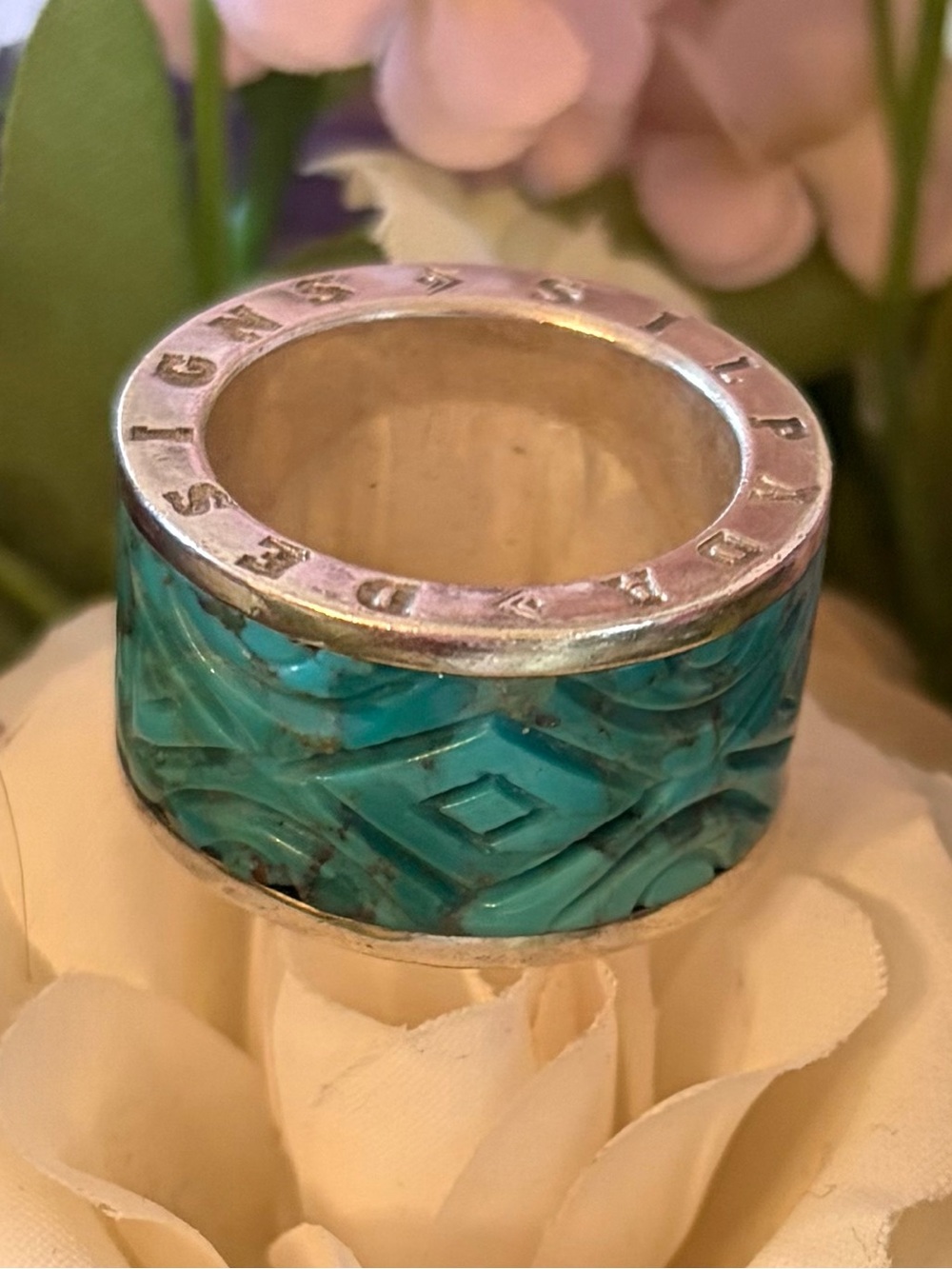 Rare Silpada Sterling Silver Stabilized Turquoise Headliner Ring R2868 Size 7